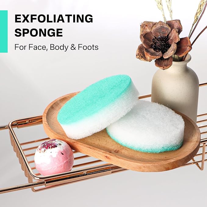 Yiclick Exfoliating Facial Sponge - Daily Cleansing Face Scrubber Exfoliator, Reusable Exfoliating Pads, Makeup Blackhead Remover Tools, Face Scrub Brush, Body Scrubber Sponge for Shower Bath