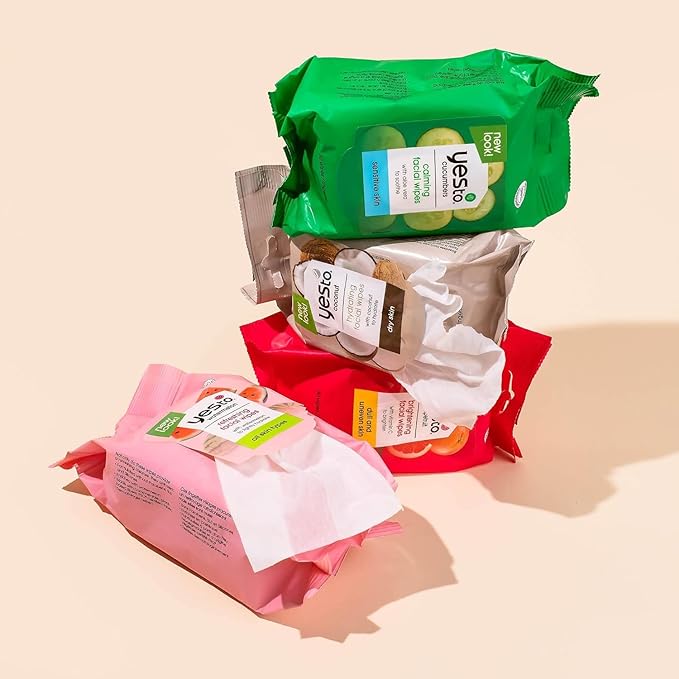 Yes To Face Wipes for Women and Men, Super Skin Recharging Facial Cleansing Wipes for use as a Make Up Remover, Cleaning, Soothing, Watermelon (Pack of 3)