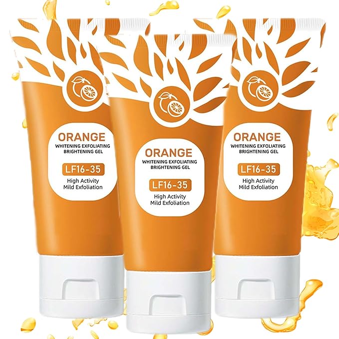 Orange Enzymes Exfoliating Gel - Face & Body Scrub for Deep Pore Cleansing, Moisturizing Gel Exfoliator to Smooth Skin, Gentle for All Skin Types (3pc, 1.7oz)