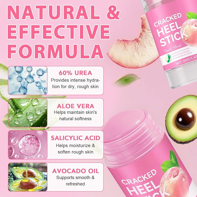 Urea Cream Foot Callus Remover Stick - 60% Urea with 2% Salicylic Acid, Professional Strength Moisturizer for Dry Cracked Feet, Heels, Knees, Elbows & Hands, Callus Removal & Skin Softening Treatment