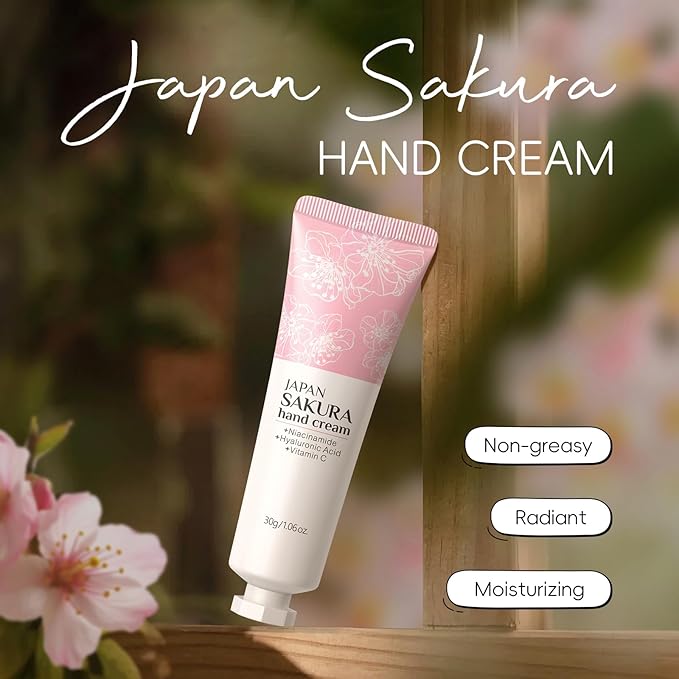 4 Pack Hand Cream Lotion Gifts Set - Deep Hydration Sakura Moisturizer Anti-Dryness Nourishing Hand Balm Fast-Absorbing Party Favors Gifts for Women Girls - Hand Cream Skin Care, 1.06Oz Each