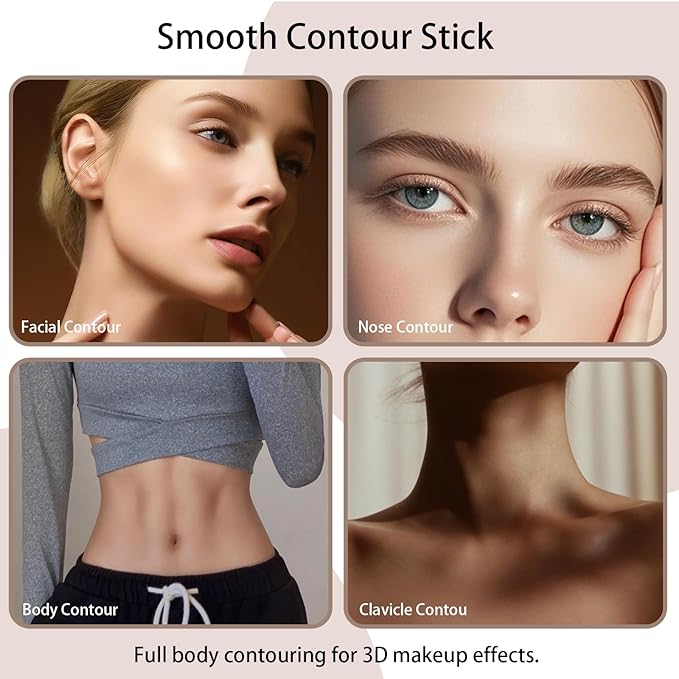 Warm Toned Contour Stick, Natural Matte Cream Contour Stick, Lightweight and Smooth Cream Bronzer Stick for Face Shaping Contouring Makeup, 02 Natural Brown