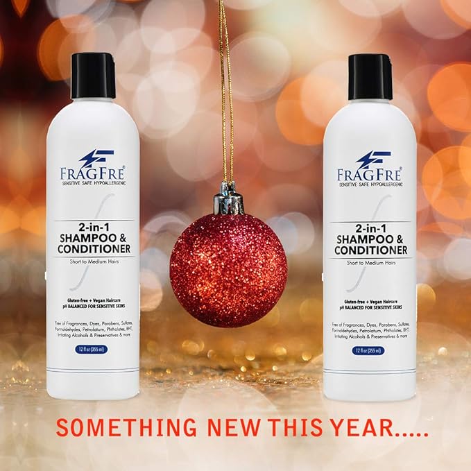 2 in 1 Shampoo and Conditioner 12 oz - Fragrance Free Conditioning Shampoo for Short to Medium Hairs - Color Safe Wash and Go - Sulfate Free Cleansing Conditioner for Sensitive Scalps (1 Pack)