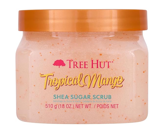 Tree Hut Shea Sugar Scrub Tropical Mango, 18oz, Ultra Hydrating and Exfoliating Scrub for Nourishing Essential Body Care