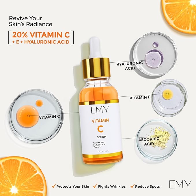Vitamin C Serum Hyaluronic Acid Anti-aging Face Moisturizer Nourishing Protects your skin Anti-wrinkle care Collagen Glycerin Ascorbic Acid Plumping Cream