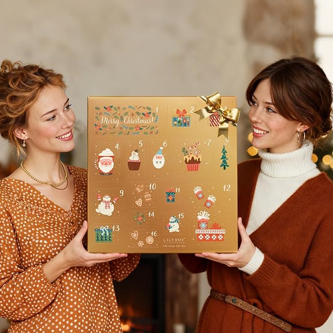 Advent Calendar 2025 Christmas Gifts for Women Mom - Luxury Gift Box with Brooch and Cute Sleeping Mask, Bath and Body Spa Gift for Women｜Spa Set Bath Gift Idea for Female Friends