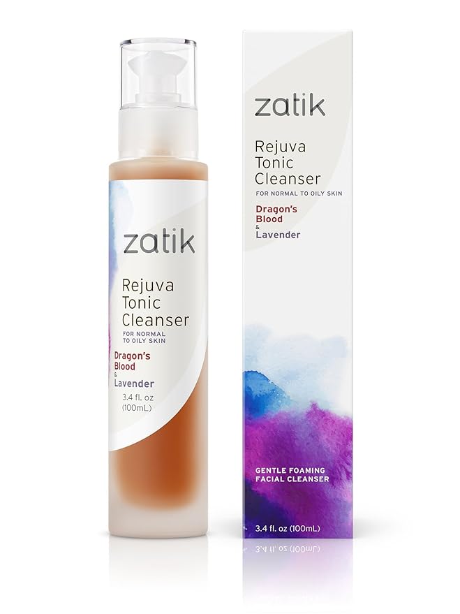 Zatik Naturals - Rejuva Tonic Cleanser with Dragon’s Blood and Lavender, Vegan, Non GMO, Free of Gluten, Soy and Alcohol, pH Balanced, Biodegradable, 3.4 fl oz,100ml