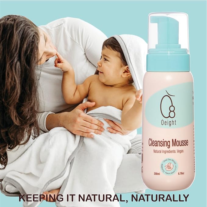 Cleansing Mousse: Natural Baby Body Wash Foam with Dunaliella Salina, Dead Sea Minerals, Soothes, Softens, Energizes, Protects Skin, 6.76 Oz