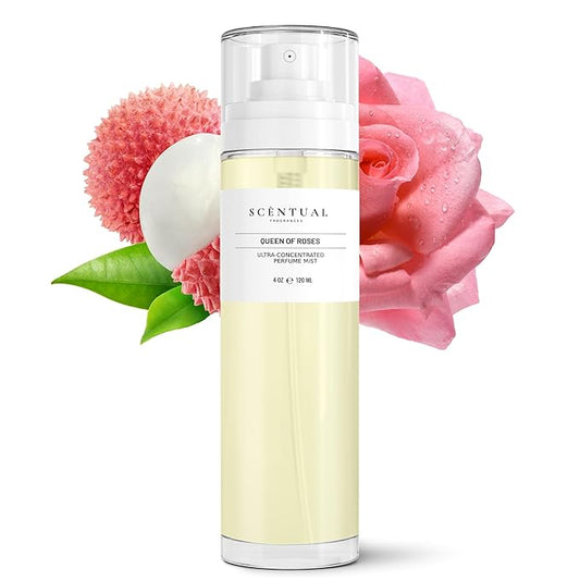 Ultra-Concentrated Hair & Body Perfume Mist, Long Lasting Women's Fragrance, Gourmand Perfumes for Women, Vegan and Cruelty Free (Queen of Roses)