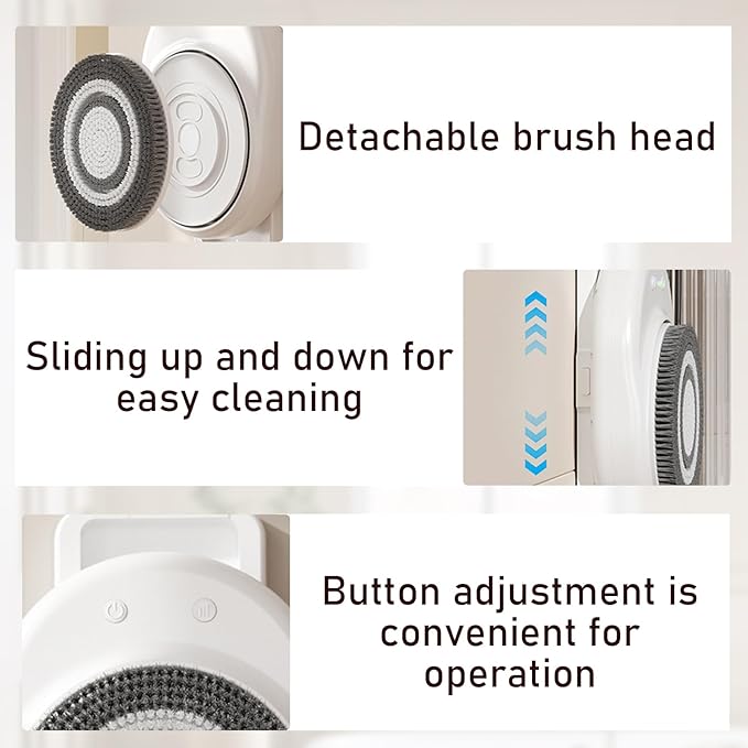 Wall Mounted Electric Back Scrubber for Daily Bath Shower, Waterproof Design with 360° Rotation 3-Speed, Easy to Install & Adjustable Large Brush Head with Soft Bristles for Exfoliating,Deep Cleansing