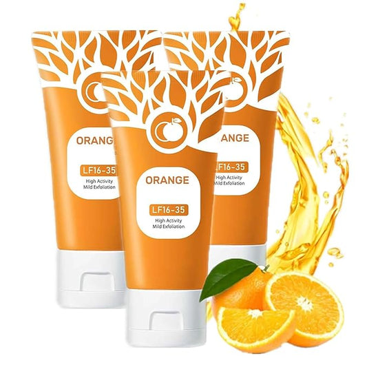 Orange Exfoliating Gel for Face & Body - Deep Cleansing Moisturizing Scrub with Enzymes, Organic Formula to Remove Blackheads & Smooth Skin, Suitable for All Skin Types (3pc, 50g)