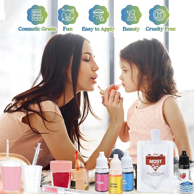 Jcoos DIY Lip Gloss Making Kit, DIY Lip Glosses Set to Make Your Own Lip Stick, Fun Craft Makeup Lipglosses, All-Inclusive Moisturizing Handmade Lip Glaze Supplies Set for Beginner Women Girls