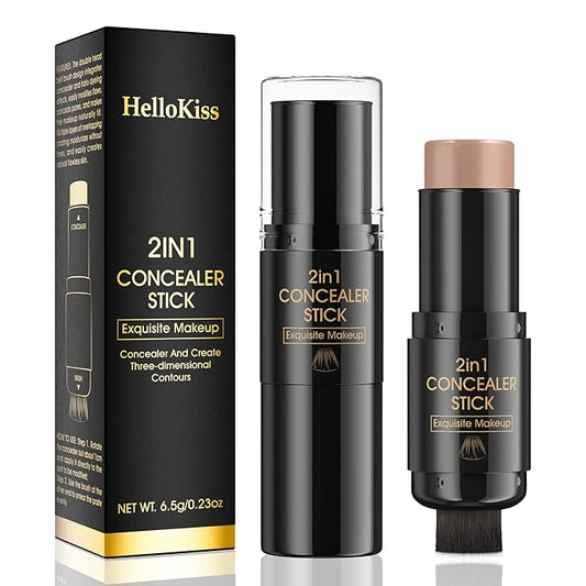 2 In 1 Face Cream Contour Stick Makeup with Built-In Brush, Makeup Concealer Stick for Women, Long Lasting, Waterproof, Matte (#04)