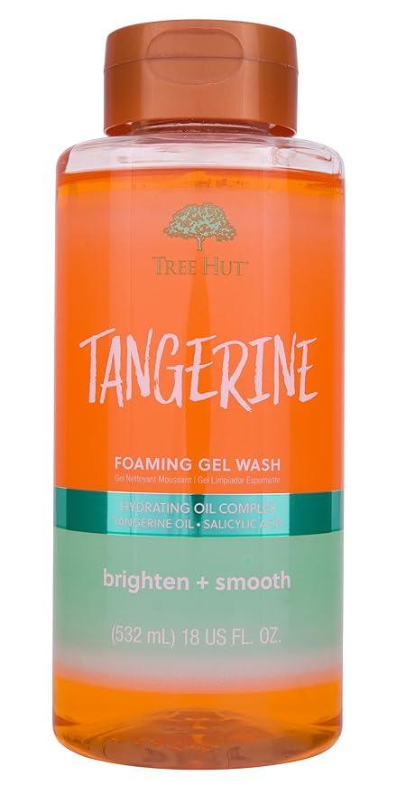 Tree Hut Tangerine Foaming Gel Wash, Hydrating & Moisturizing Body Wash with Shea Butter & Nourishing Essential Oils, Daily Cleanser for Soft Smooth Skin, 18 fl oz