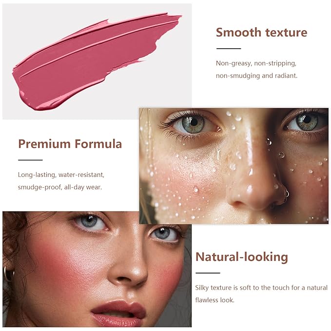 3-in-1 Cream Contour Stick Set - Blush, Bronzer & Highlighter - Long Lasting, Waterproof - Matte & Dewy Finish - Light Fair (8+10+12) for Women