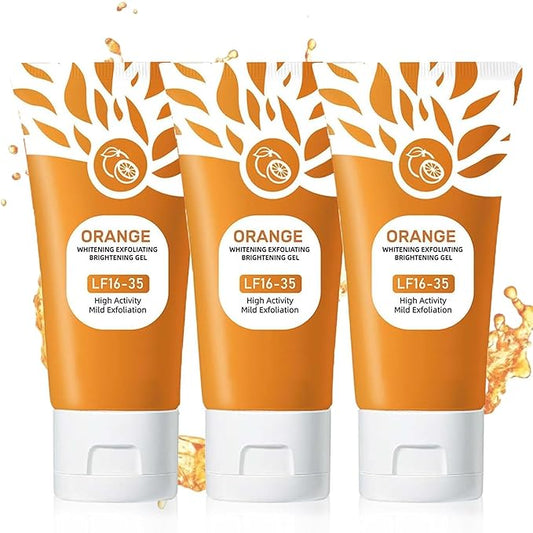 Orange Exfoliating Gel Scrub for Face & Body - Gentle Orange Peel Exfoliation, Deep Cleansing Pores, Moisturizing Gel for All Skin Types, Mild Enzymatic Formula (3pc, 1.69floz)