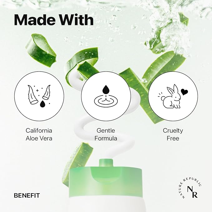Nature Republic Mild & Moisture Aloe Vera Foam Cleanser Hydration & Moisturizing makeup remover, Pore Cleansing aloe face wash,Korean Skin Care for All Skin Types 150ml / 5.07 fl Oz