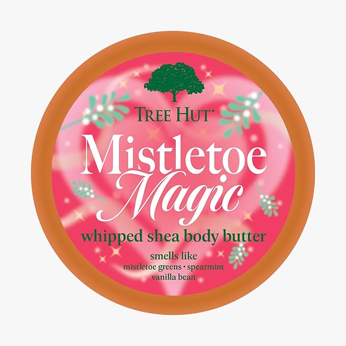 Tree Hut Mistletoe Magic Whipped Shea Body Butter, Long-Lasting Hydration for Soft, Smooth Skin, Nourishing Essential Body Care, Lightweight Moisturizer, Holiday Gift & Stocking Stuffer, 8.4 fl oz