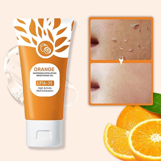 Orange Exfoliating Gel Scrub for Face & Body - Gentle Orange Peel Exfoliation, Deep Cleansing Pores, Moisturizing Gel for All Skin Types, Mild Enzymatic Formula (2pc, 1.69floz)