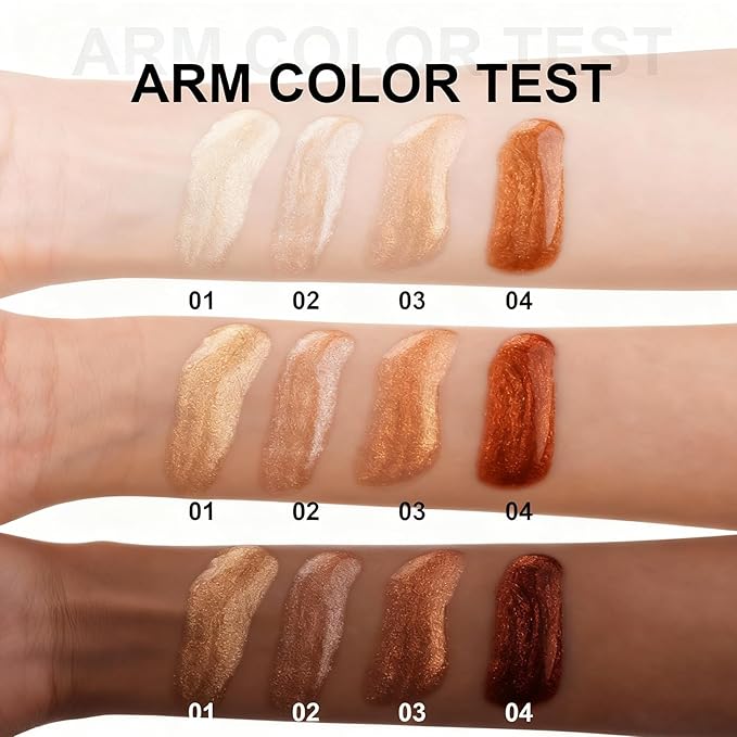 Shimmer Body Oil with Brush, Portable Long Lasting Body Glow Oil for Body & Face, Waterproof & Natural Moisturizing Liquid Highlighter Makeup for All Skin, Travel, Wedding, Party, Bronze Gold