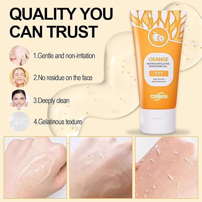 Orange Exfoliating Gel Scrub for Face and Body, Orange Peeling Gel, Deep Clean Pores, Remove Blackheads & Moisturize Skin, Orange Exfoliating Gel for All Types Skin (1PC)