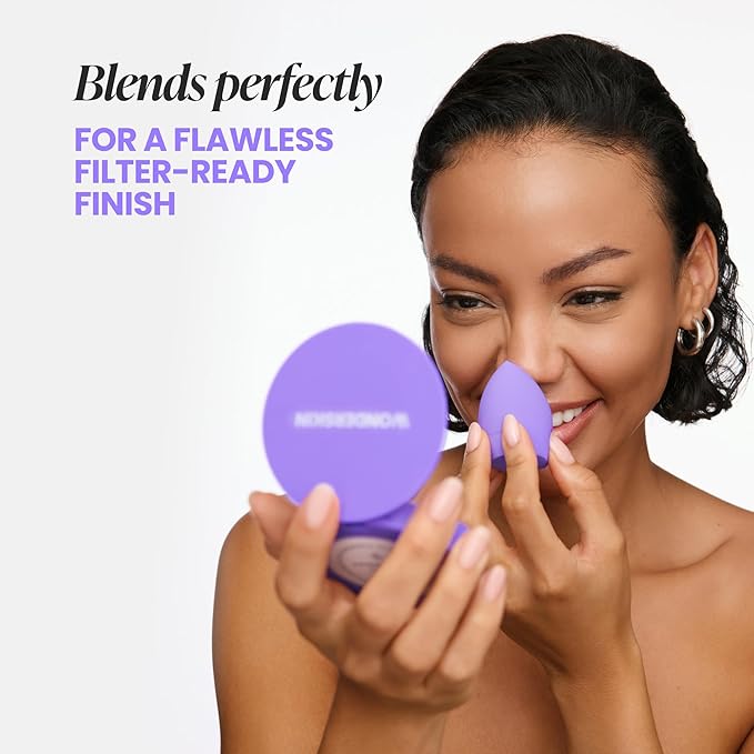 Wonderskin Curve Blender - Patent-Pending Makeup Sponge with Ergonomic Design for Seamless Blending & Contouring – For Foundation, Creams & Powders