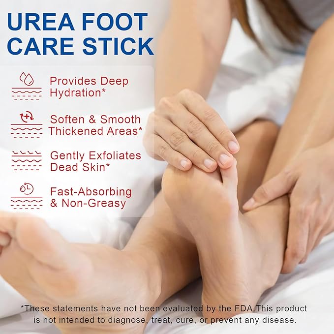 Urea Cream Stick 60% plus Salicylic Acid 2%, Maximum Strength Urea Foot Cream for Dry Cracked Feet, Knees, Hands, Exfoliating Dead Skin, Repairs and Hydrates Feet, Foot Care Cream Moisturizer 2 PCS