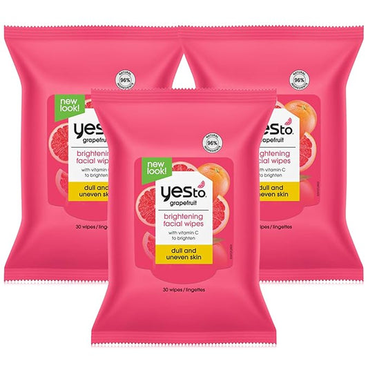 Yes To Face Wipes for Women and Men, Grapefruit Facial Cleansing Cloths for Makeup Removal, Daily Cleansing & Soothing – Vitamin C Formula, 96% Naturally  (Pack of 3)