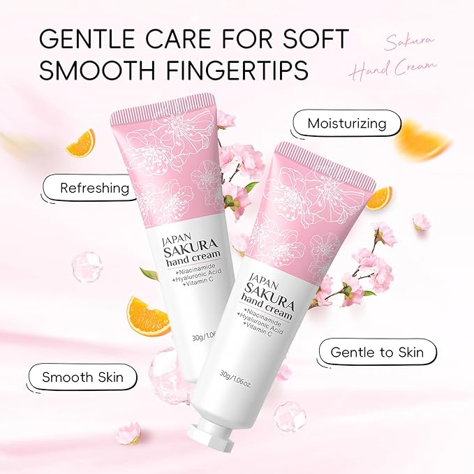 4 Pack Hand Cream Lotion Gifts Set - Deep Hydration Sakura Moisturizer Anti-Dryness Nourishing Hand Balm Fast-Absorbing Party Favors Gifts for Women Girls - Hand Cream Skin Care, 1.06Oz Each
