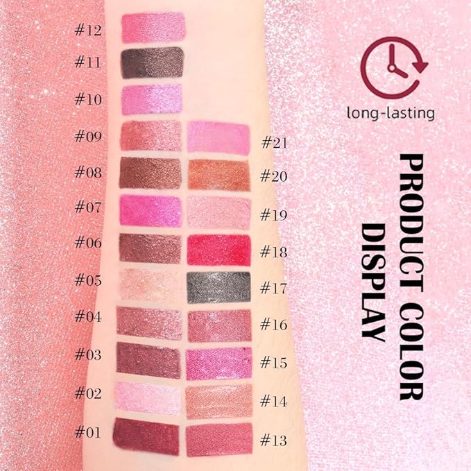 Kaely 2-in-1 Light Rose Pink Metallic Lipstick and Lip Liner, Shimmer Liquid Metallic Lipsticks for Women, Glitter Lip Gloss Stain Long Lasting Waterproof Smudge Proof 24 Hour, Vegan Makeup, 10