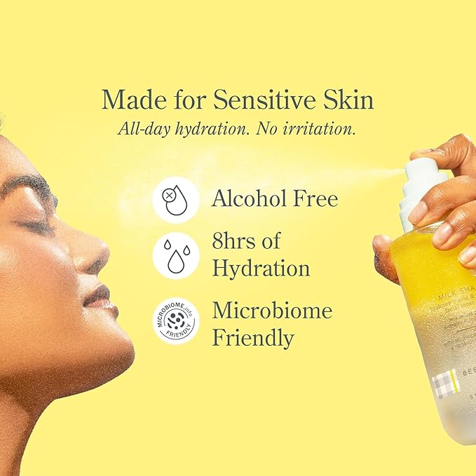 Beekman 1802 Milk Shake Mini Hydrating Face Mist - Hyaluronic Acid & Squalane Facial Mist Minimizes Pores & Gently Moisturizes, Goat Milk Skin Toner Spray, Lightweight, Fragrance Free, Travel Size