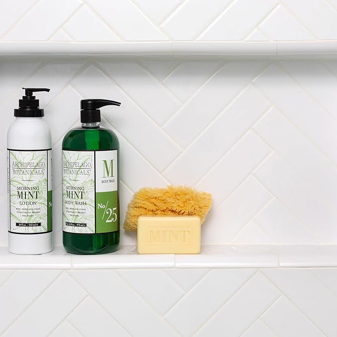 Archipelago Botanicals Morning Mint Body Wash, Moisturizing Body Wash for Dry and Sensitive Skin, Invigorating Shower Gel, Free from Parabens, Phthalates and GMOs (33 oz)