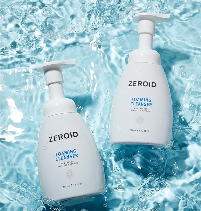 ZEROID | Foaming Cleanser | Facial Cleanser for Sensitive & Dey Skin | Mild Face Wash Care | Gentle Face Wash | Moisturizing Face Soap | Dermatologist Tested | Korean Skin Care | 8.1 fl oz (240ml)