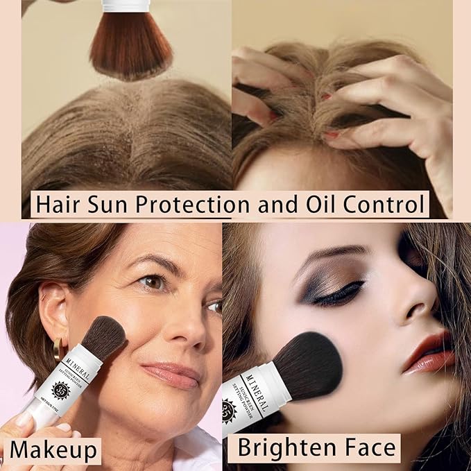 Sunscreen Setting Powder SPF 35, Mineral Brush Powder for Face & Scalp, Oil Control Natural Matte Finish Loose Powder Translucent Lasting Lightweight Breathable for All Skin (#02 Fair)