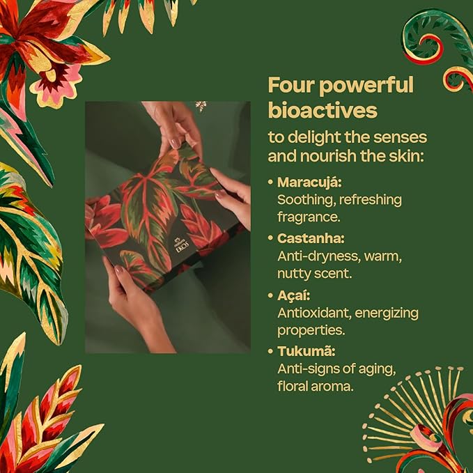 natura - Holiday Creamy Soap Set – 4 Nourishing Amazonian Soap Bars – Brazil Nut, Passion Fruit, Açaí & Pitanga – Vegan Body Care Gift – Gentle Cleanser for Soft, Hydrated Skin – 4 x 100g