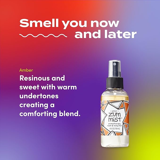 Zum Indigo Wild Mist Room & Body Spray - Aromatherapy Essential Oil Spray - Natural Body Mist & Room Spray - Amber Scent - 4 fl oz (2 Pack)