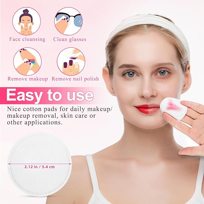 Zerodeko 200 Pcs Thickened Makeup Cotton Pads Facial Cotton Rounds for Makeup Removal Skin Care Soft Lightweight and Odorless Disposable Pads