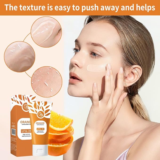 2 Pcs Orange Exfoliating Gel For Face Body Skin,Moisturizer Face Body Scrub Gel,Deep Cleansing Moisturizing Facial Exfoliator,Natural Orange Peeling Gel Face Scrub for All Types Skin,50g
