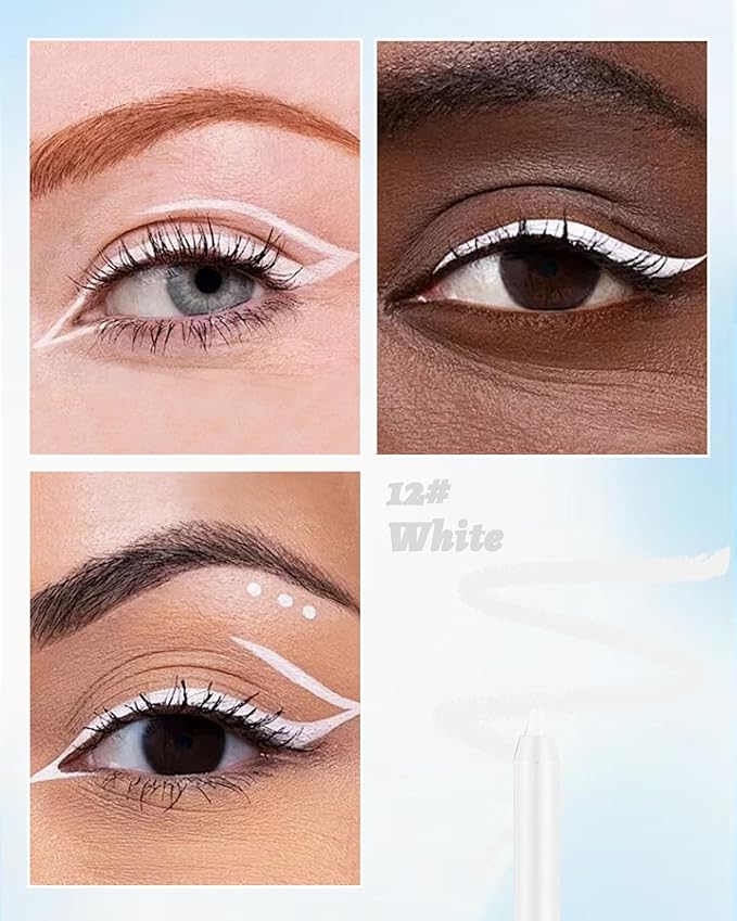 Waterline Gel Eyeliner Pencil, White Matte Waterproof Long Lasting Cream Eye Liner Pencil with Sharpener, Hypoallergenic Highly Pigmented Precision Smudge-Proof Smooth Eyeliner Makeup Pen for Women-12
