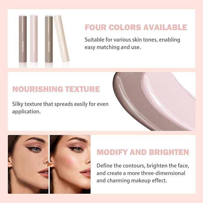 Warm Toned Natural Brown Liquid Contour Stick, Blendable Lightweight & Long-Lasting Cold Matte Grey Cream Bronzer for Face Shaping Contouring Makeup, Portable Travel Size, 02 Warm Taupe Brown