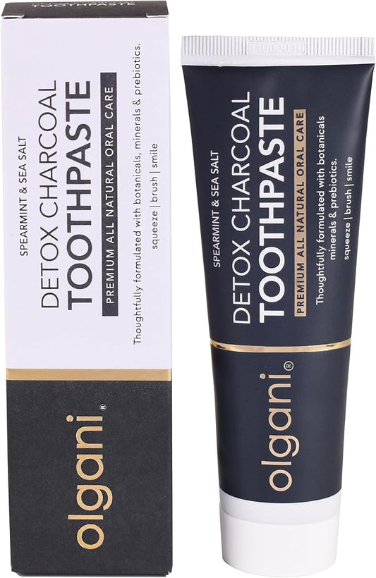 | Detox Charcoal Toothpaste | Natural Whitening Formula with Activated Charcoal | Gentle Whitening Toothpaste | Freshens Breath | Gum Health | Fluoride-Free | Safe for Kids | 2.53 Fl.Oz