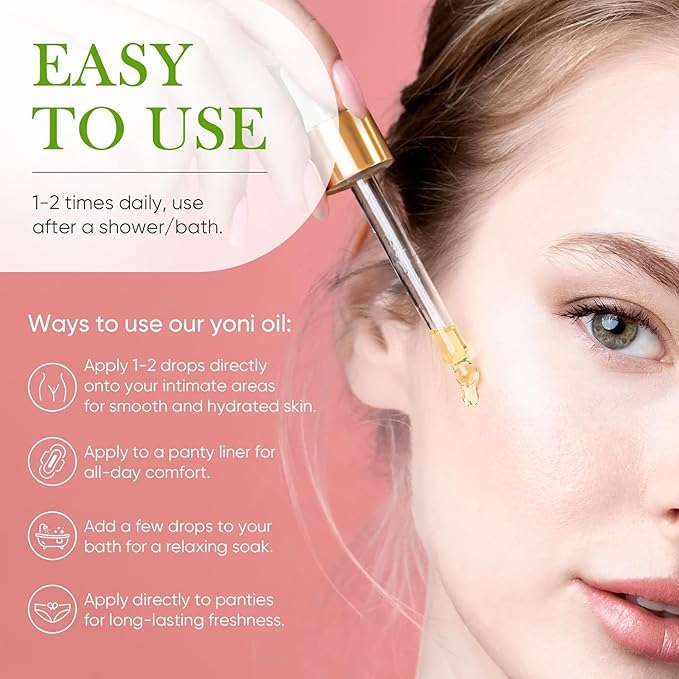 3 PCS Natural Yoni Oil for Women -Feminine Oil Vaginal Moisturizer - Reduces Odor, Restores pH Balance, Helps with Vaginal Itch, Herbal Yoni Blend with Strawberry Peach Hami Melon