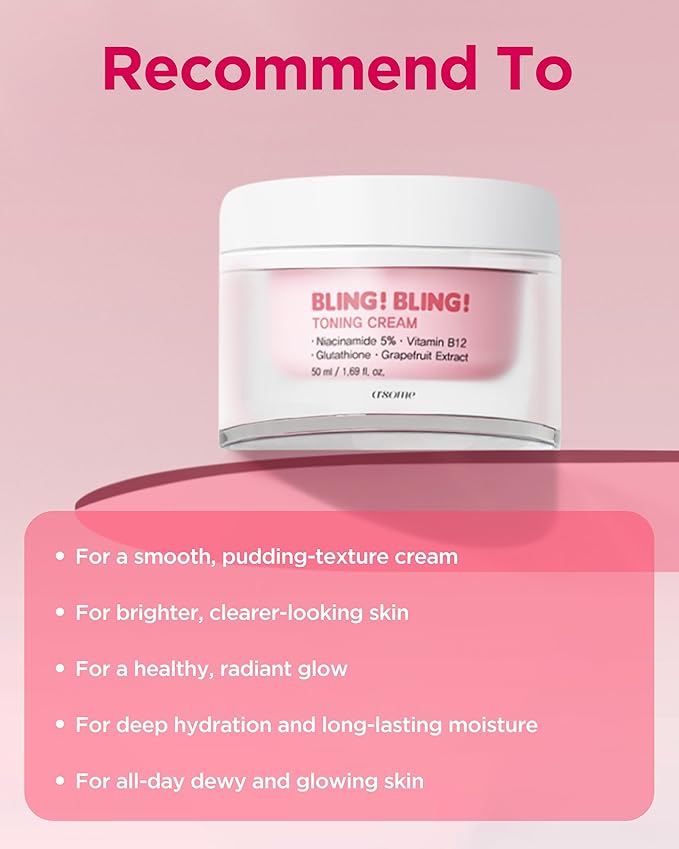 A'SOME Bling Bling Toning Cream Korean Facial Moisturizer with 5% Niacinamide for Radiant Complexion, Pudding Gel Texture with Hyaluronic Acid & 10 Vitamins for All Skin Types, 1.69 fl.oz.