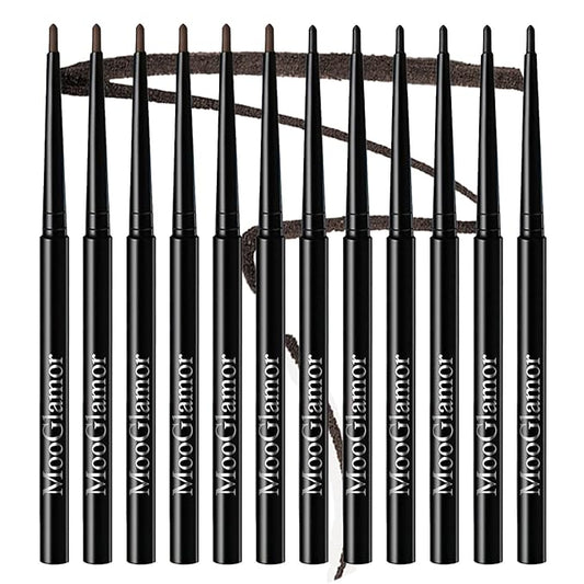 12 Pcs Black and Brown Eyeliner Pencil Gel Eyeliner Pen with Retractable and Waterproof Eye Liner for Bold and Defined Eye Liner (6 Black+6 Brown)