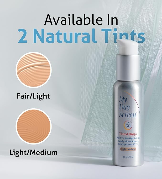 Tinted Sunscreen for Face, 3-in-1 Moisturizer with SPF 30, Face Sunscreen Protection, Tinted Drops to Match Light to Medium Skin Tones, 2 fl oz