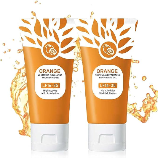 Orange Exfoliating Gel Scrub for Face & Body - Gentle Orange Peel Exfoliation, Deep Cleansing Pores, Moisturizing Gel for All Skin Types, Mild Enzymatic Formula (2pc, 1.69floz)