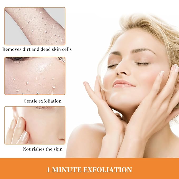 Orange Exfoliating Gel with Natural Enzymes - Gentle Face & Body Scrub for Daily Use, Deep Cleansing Peel Gel for Smooth Skin, Vegan Clarifying Exfoliator for All Skin Types (3Pc, 150g)