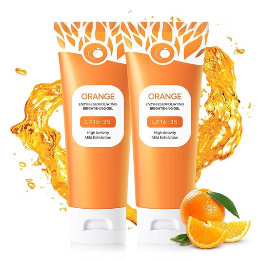 Orange Exfoliating Gel for Face and Body, Deep Clean Pores, Remove Blackheads, Exfoliating Moisturizing Facial Scrub Exfoliator Natural Orange Peeling Gel for All Types Skin-2 PCS
