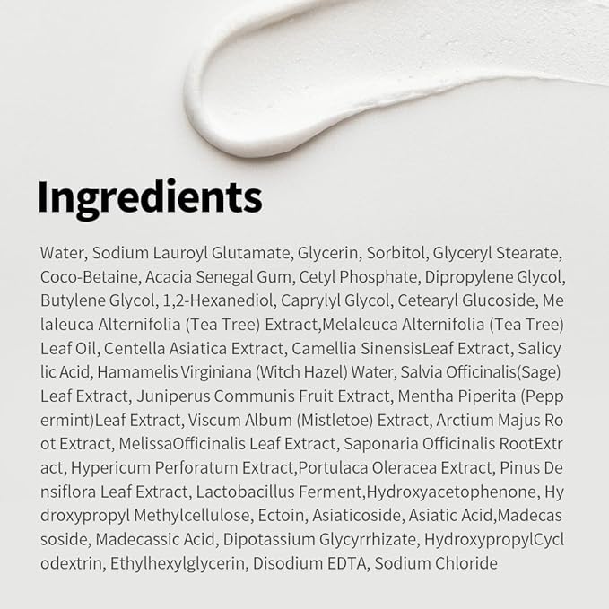 1.618 Korean Foam Face Wash - pH 6.5 Balanced Tea Tree Cleanser – Salicylic Acid & Plant-Based Formula for Blemish-Prone, Oily Skin | 5.07 oz