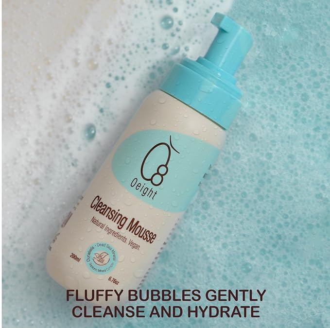 Cleansing Mousse: Natural Baby Body Wash Foam with Dunaliella Salina, Dead Sea Minerals, Soothes, Softens, Energizes, Protects Skin, 6.76 Oz